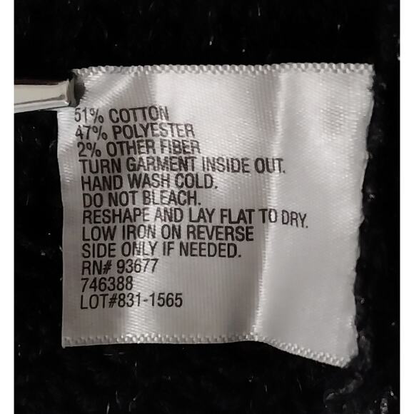 NWOT! WORTHINGTON! SILVER BRUSH PAINTED SHORT SLEEVE BLACK SWEATER/TOP! SZ L - Picture 7 of 8